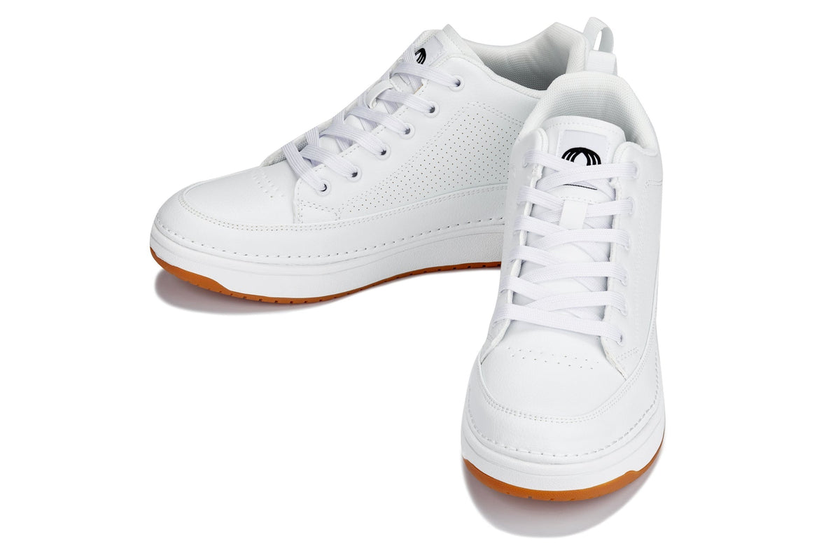 CALTO - Q272 - 2 Inches Taller (White & Gum Sole) -Elevated Leatherette Micro-Perforated Sneakers - Pendo Store
