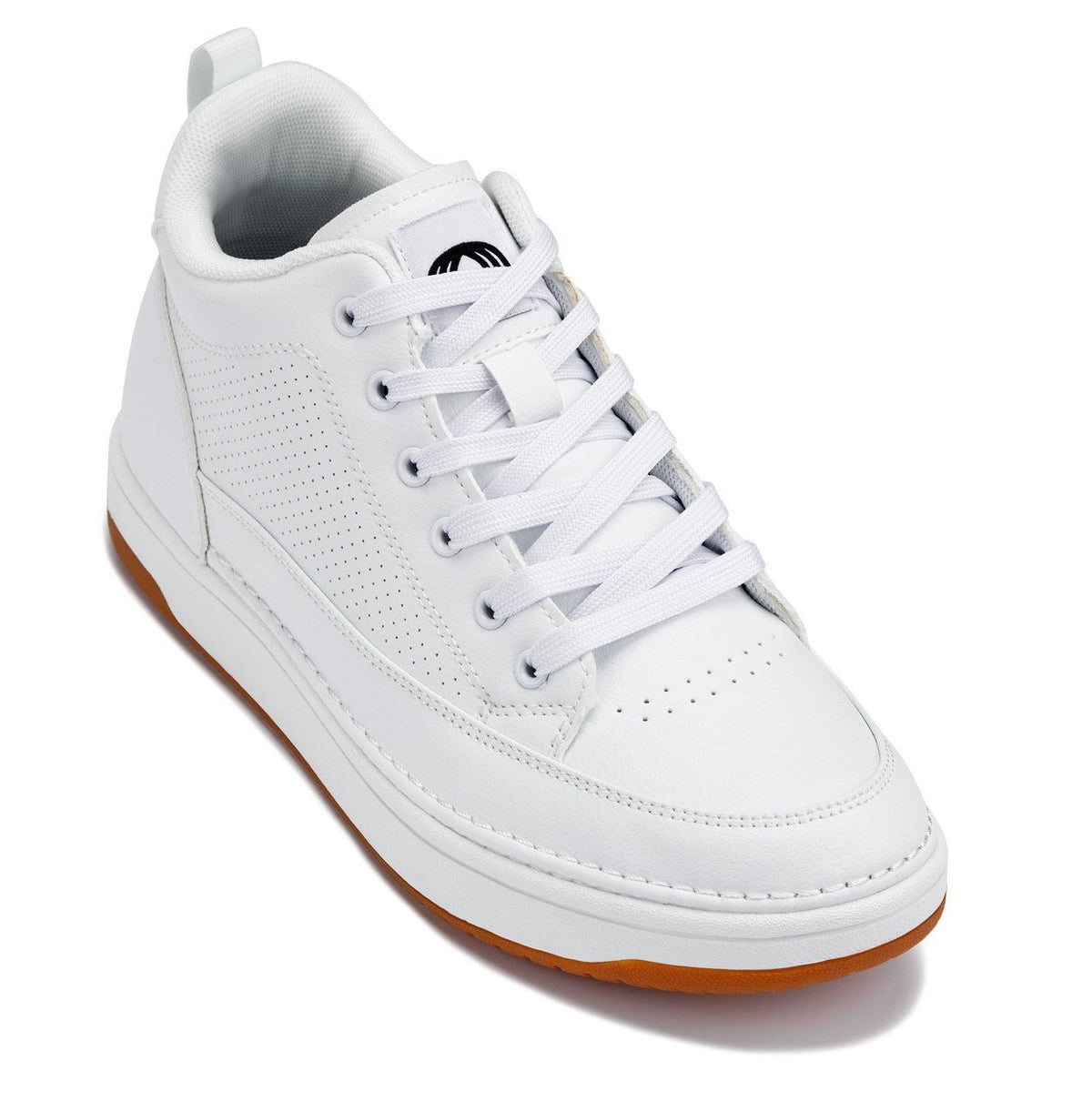 CALTO - Q272 - 2 Inches Taller (White & Gum Sole) -Elevated Leatherette Micro-Perforated Sneakers - Pendo Store