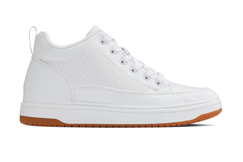CALTO - Q272 - 2 Inches Taller (White & Gum Sole) -Elevated Leatherette Micro-Perforated Sneakers - Pendo Store