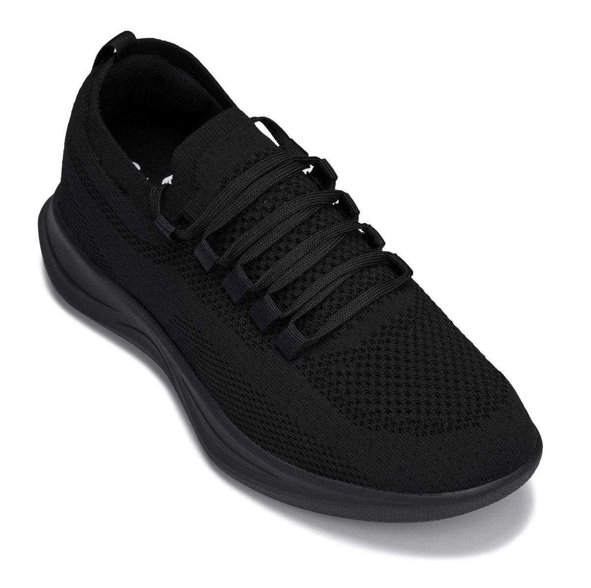 CALTO - QA060 - 2.4 Inches Taller (Black/Black Sole) - Lightweight Knitted Sneakers - Pendo Store