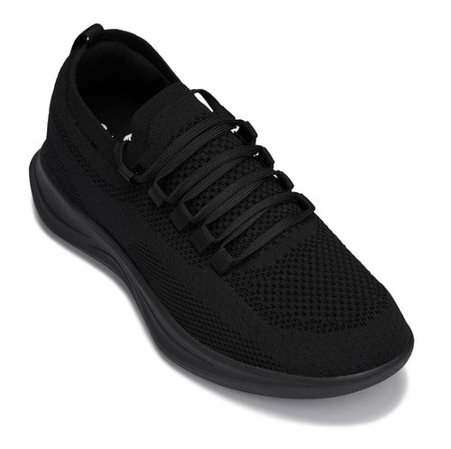 CALTO - QA060 - 2.4 Inches Taller (Black/Black Sole) - Lightweight Knitted Sneakers - Pendo Store