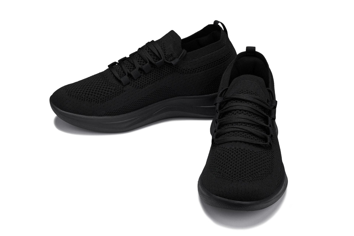 CALTO - QA060 - 2.4 Inches Taller (Black/Black Sole) - Lightweight Knitted Sneakers - Pendo Store