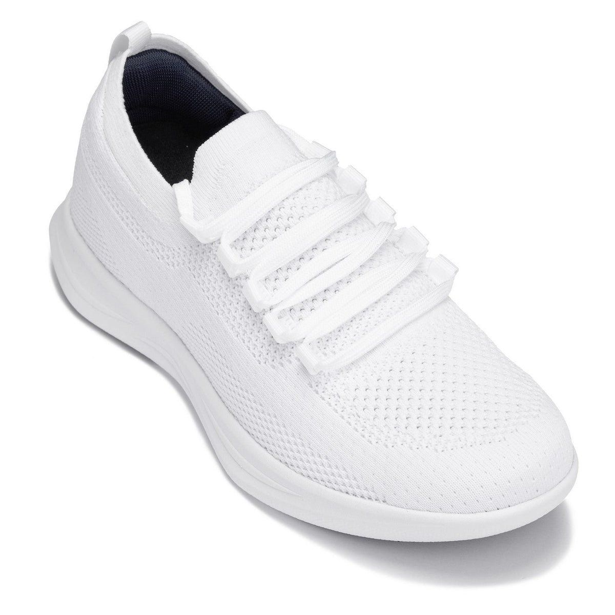 CALTO - QA061 - 2.4 Inches Taller (White/White Sole) - Lightweight Knitted Sneakers - Pendo Store