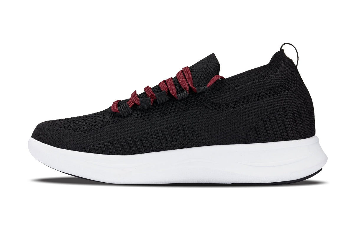 CALTO - QA064 - 2.4 Inches Taller (Black/Red/White Sole) - Lightweight Knitted Sneakers - Pendo Store