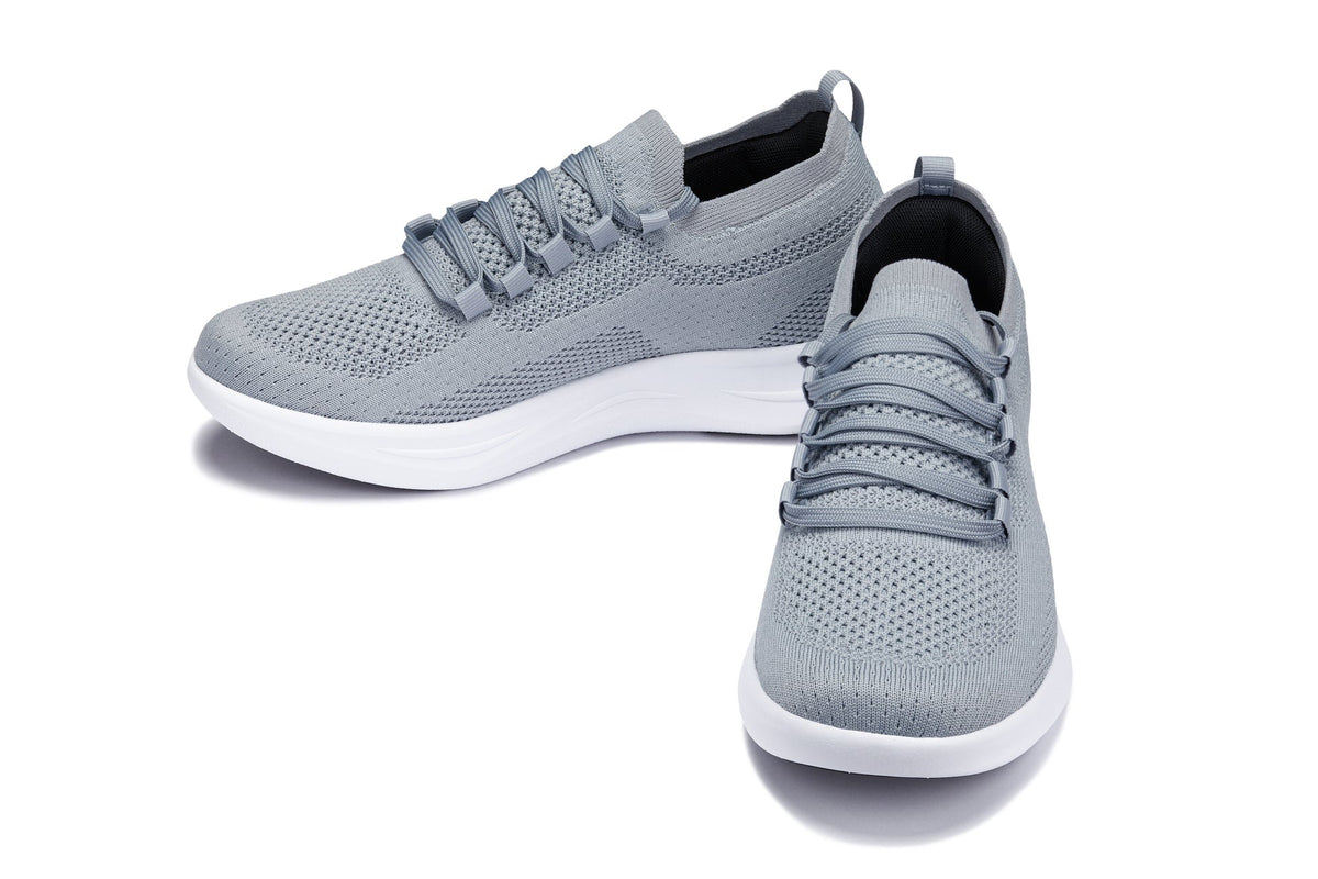 CALTO - QA065 - 2.4 Inches Taller (Grey/White Sole) - Lightweight Knitted Sneakers - Pendo Store