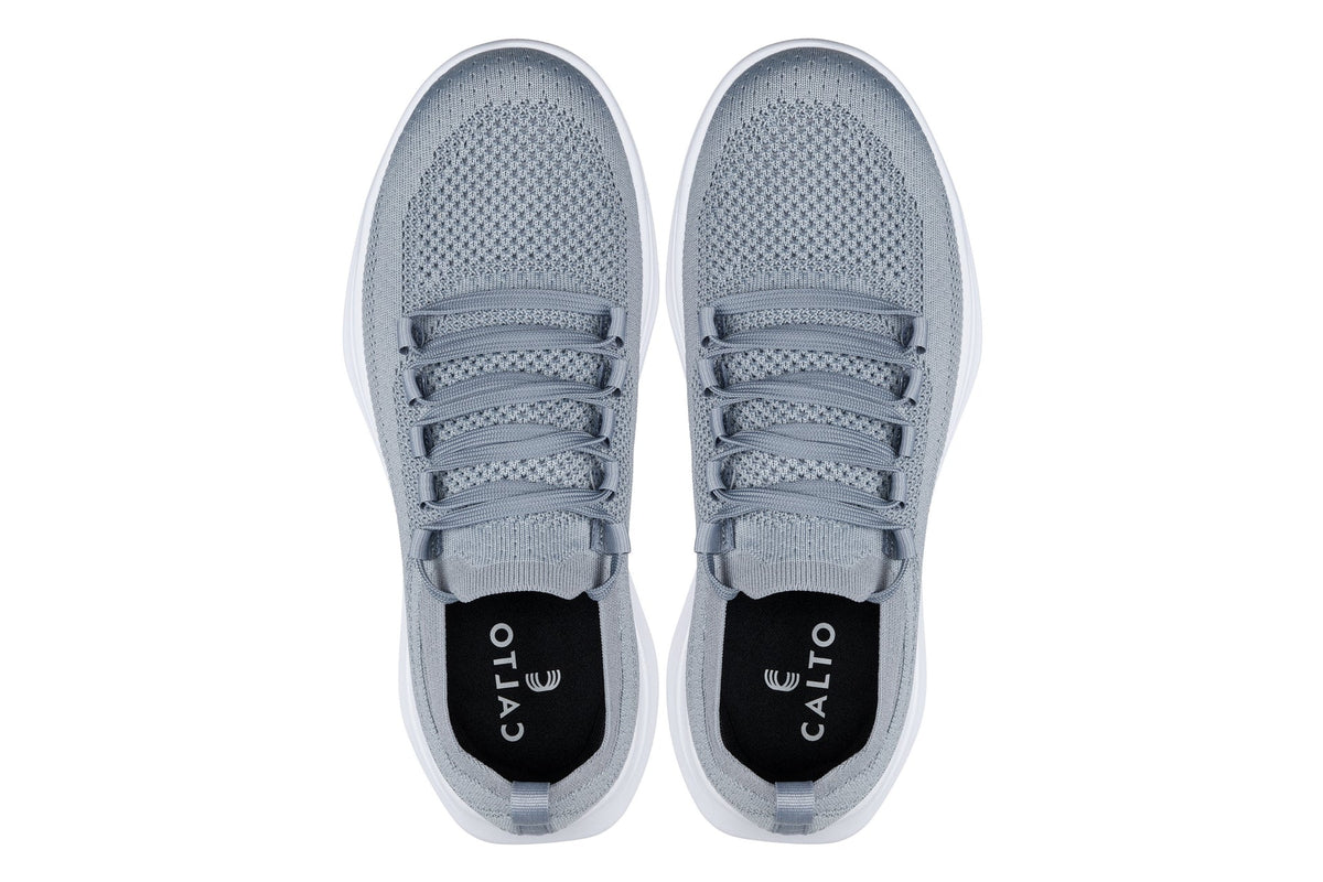 CALTO - QA065 - 2.4 Inches Taller (Grey/White Sole) - Lightweight Knitted Sneakers - Pendo Store