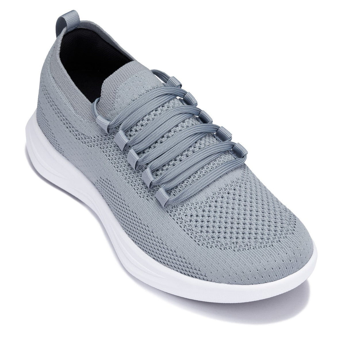 CALTO - QA065 - 2.4 Inches Taller (Grey/White Sole) - Lightweight Knitted Sneakers - Pendo Store
