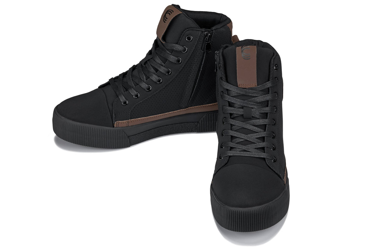 CALTO - S3422 - 2.4 Inches Taller (Black/Coffee Brown) - Cap Toe High Top Zip-Up Sneaker Boots - Pendo Store