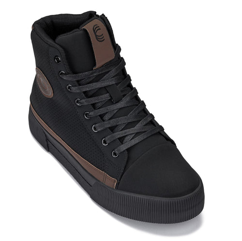 CALTO - S3422 - 2.4 Inches Taller (Black/Coffee Brown) - Cap Toe High Top Zip-Up Sneaker Boots - Pendo Store