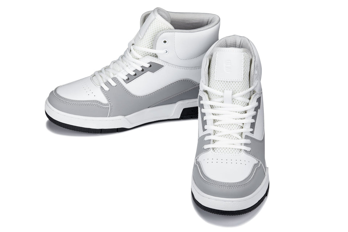 CALTO - S4751 - 3 Inches Taller (White/Grey) - High Top Sneakers - Pendo Store