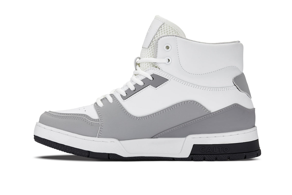 CALTO - S4751 - 3 Inches Taller (White/Grey) - High Top Sneakers - Pendo Store