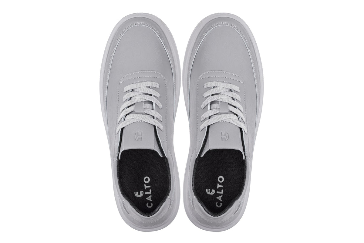 CALTO - X1648 - 2.8 Inches Taller (Pewter Grey) - Lightweight Sneakers - Pendo Store