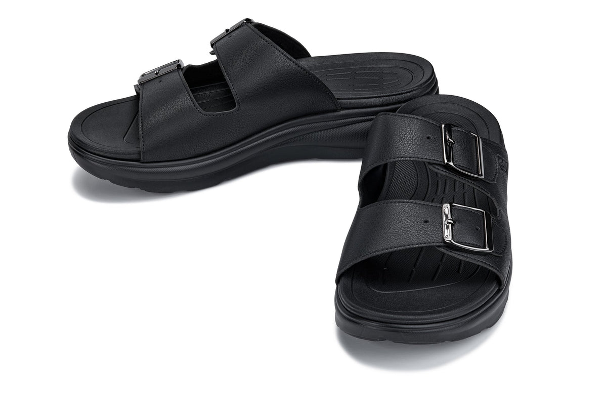 CALTO - X1660 - 2 Inches Taller (Black Buckle) - Dual Adjustable Buckle Sandal - Pendo Store