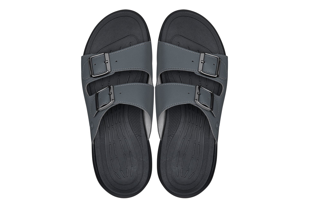 CALTO - X1661 - 2 Inches Taller (Iron Grey Buckle) - Dual Adjustable Buckle Sandals - Pendo Store