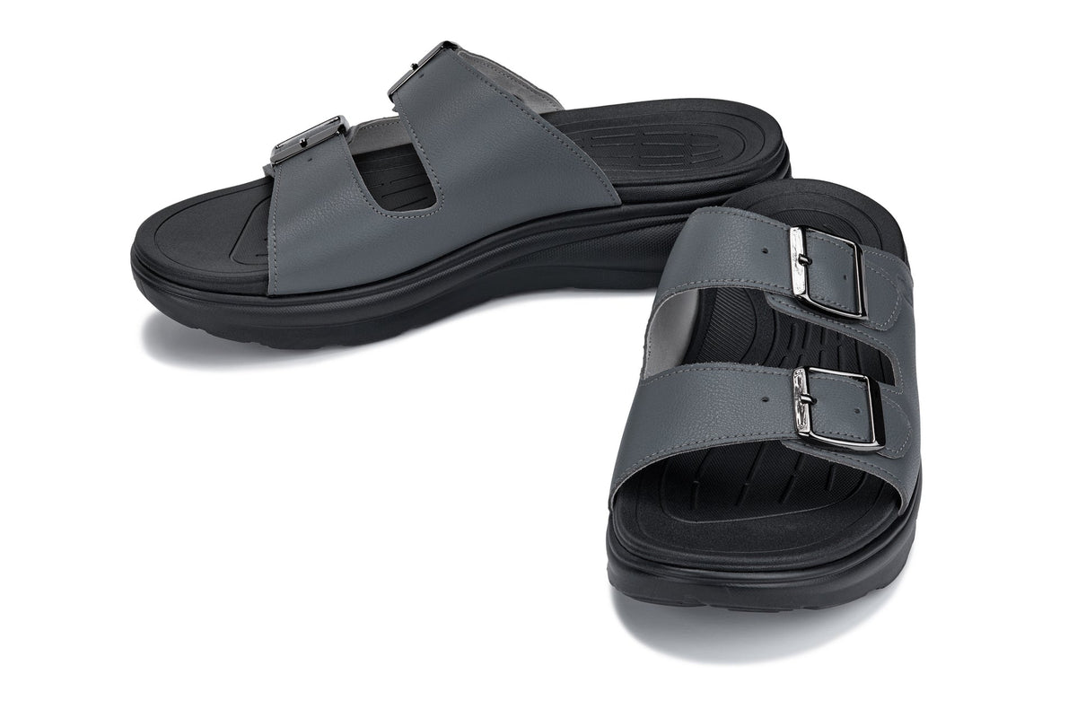 CALTO - X1661 - 2 Inches Taller (Iron Grey Buckle) - Dual Adjustable Buckle Sandals - Pendo Store