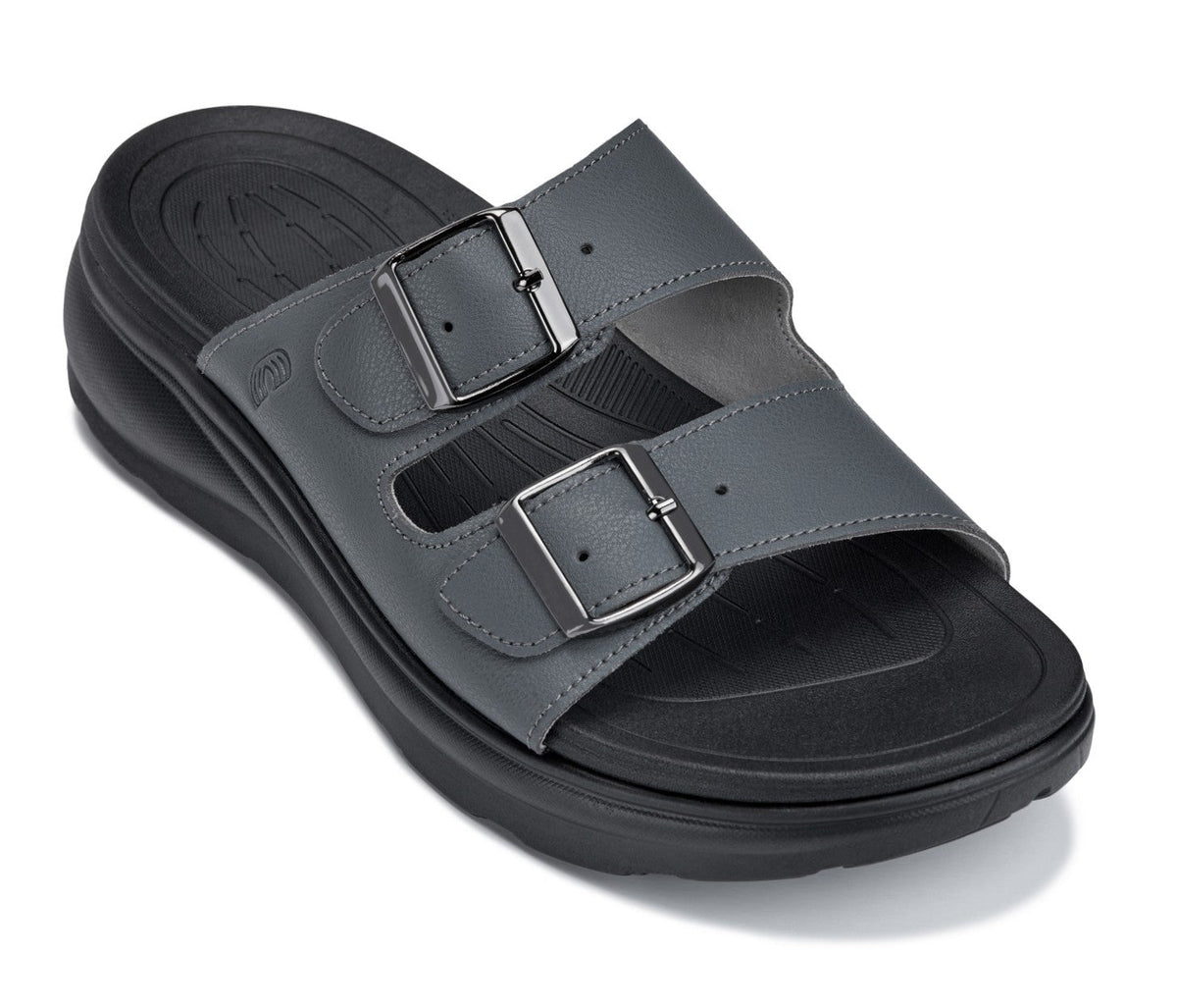 CALTO - X1661 - 2 Inches Taller (Iron Grey Buckle) - Dual Adjustable Buckle Sandals - Pendo Store