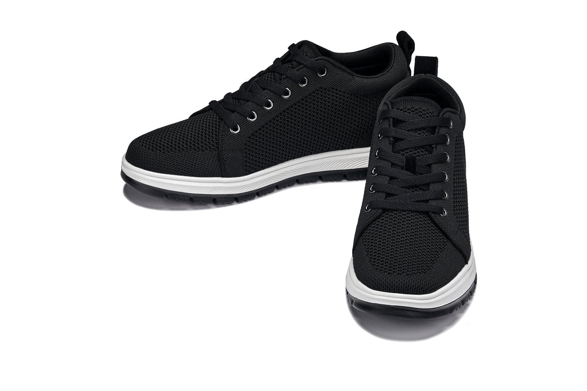 CALTO - X2322 - 2.4 Inches Taller (Black/White & Black Sole) - Lace Up Casual Sneaker - Lightweight - Pendo Store