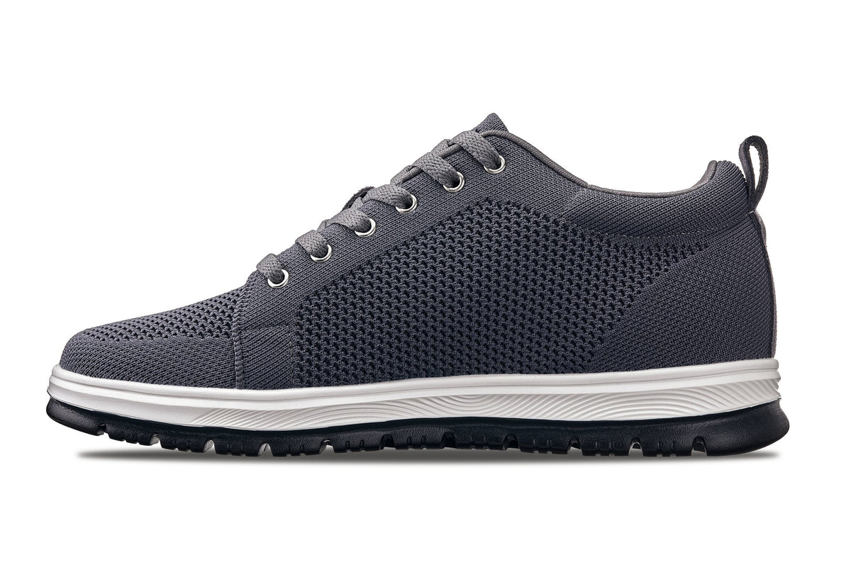 CALTO - X2323 - 2.4 Inches Taller (Iron Grey/White & Black Sole) - Lace Up Casual Sneaker - Lightweight - Pendo Store