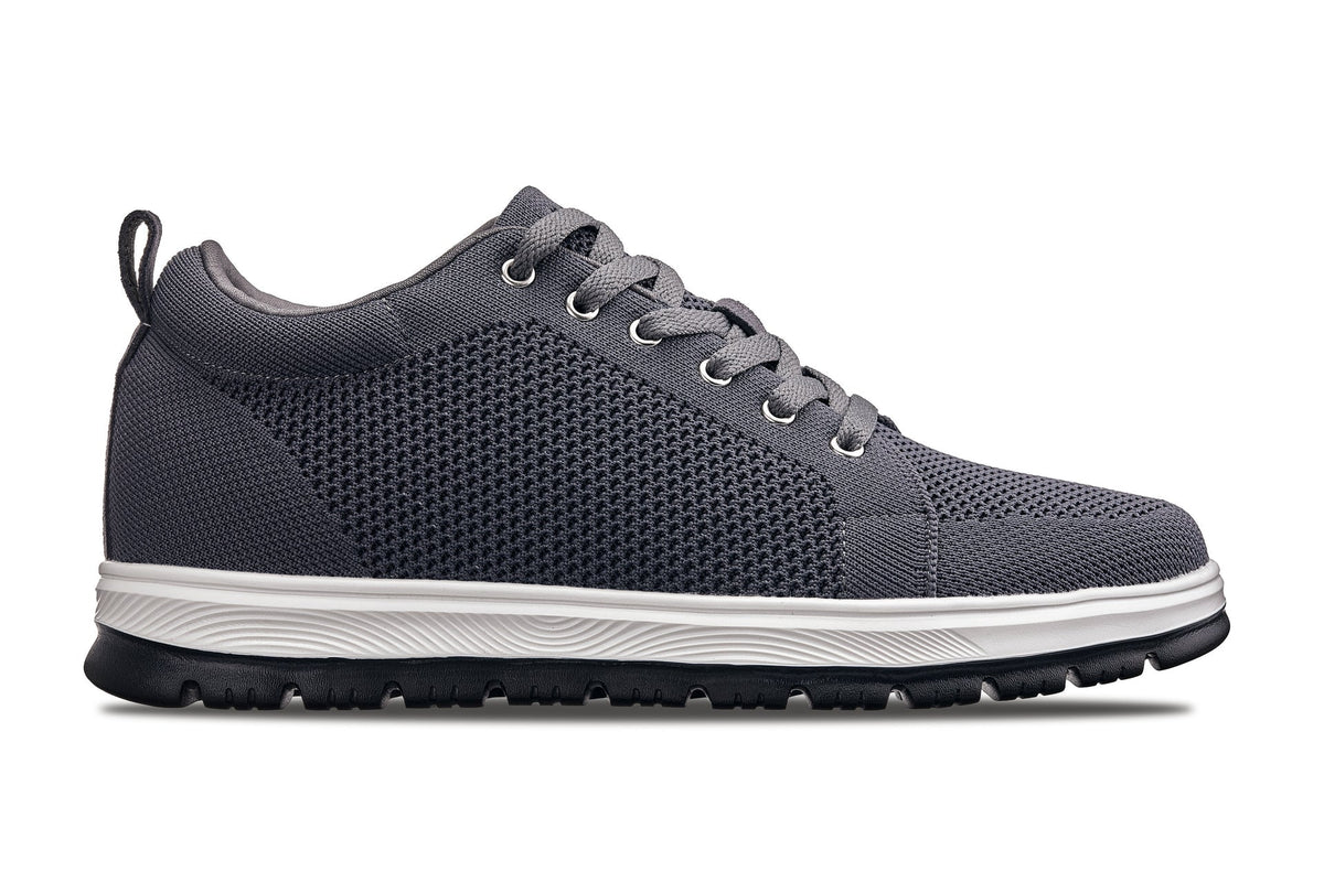 CALTO - X2323 - 2.4 Inches Taller (Iron Grey/White & Black Sole) - Lace Up Casual Sneaker - Lightweight - Pendo Store