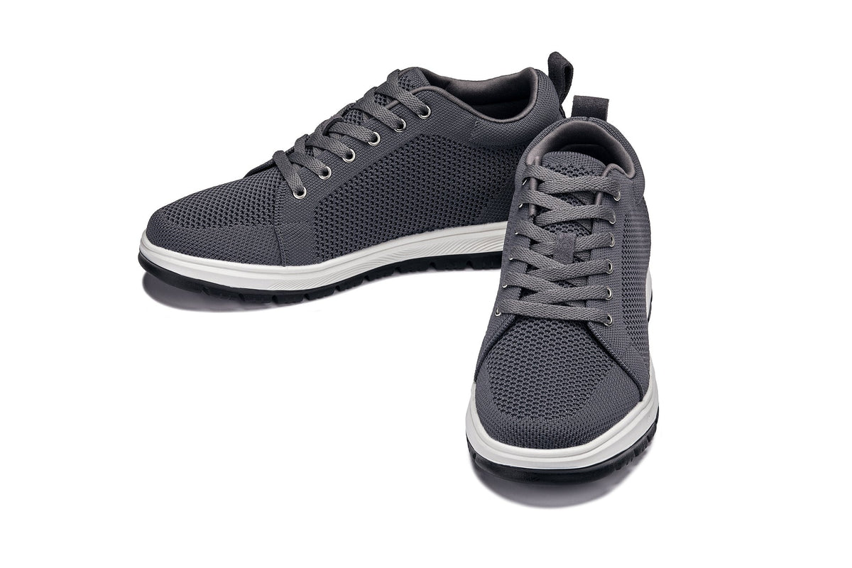 CALTO - X2323 - 2.4 Inches Taller (Iron Grey/White & Black Sole) - Lace Up Casual Sneaker - Lightweight - Pendo Store
