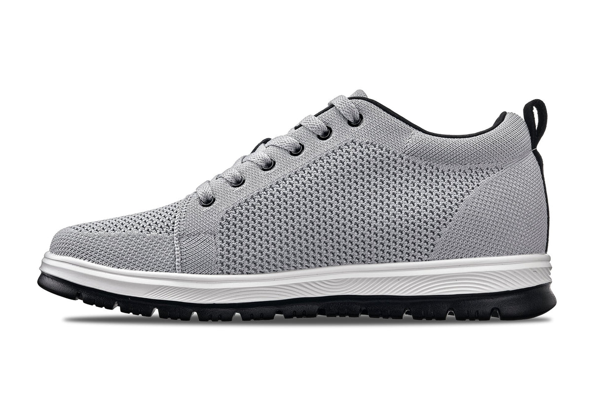 CALTO - X2324 - 2.4 Inches Taller (Pewter Grey/White & Black Sole) - Lace Up Casual Sneaker - Lightweight - Pendo Store