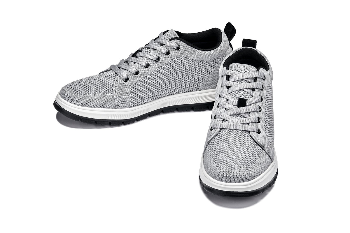 CALTO - X2324 - 2.4 Inches Taller (Pewter Grey/White & Black Sole) - Lace Up Casual Sneaker - Lightweight - Pendo Store