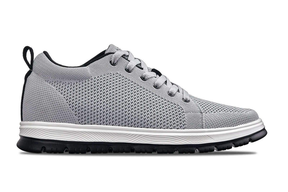 CALTO - X2324 - 2.4 Inches Taller (Pewter Grey/White & Black Sole) - Lace Up Casual Sneaker - Lightweight - Pendo Store