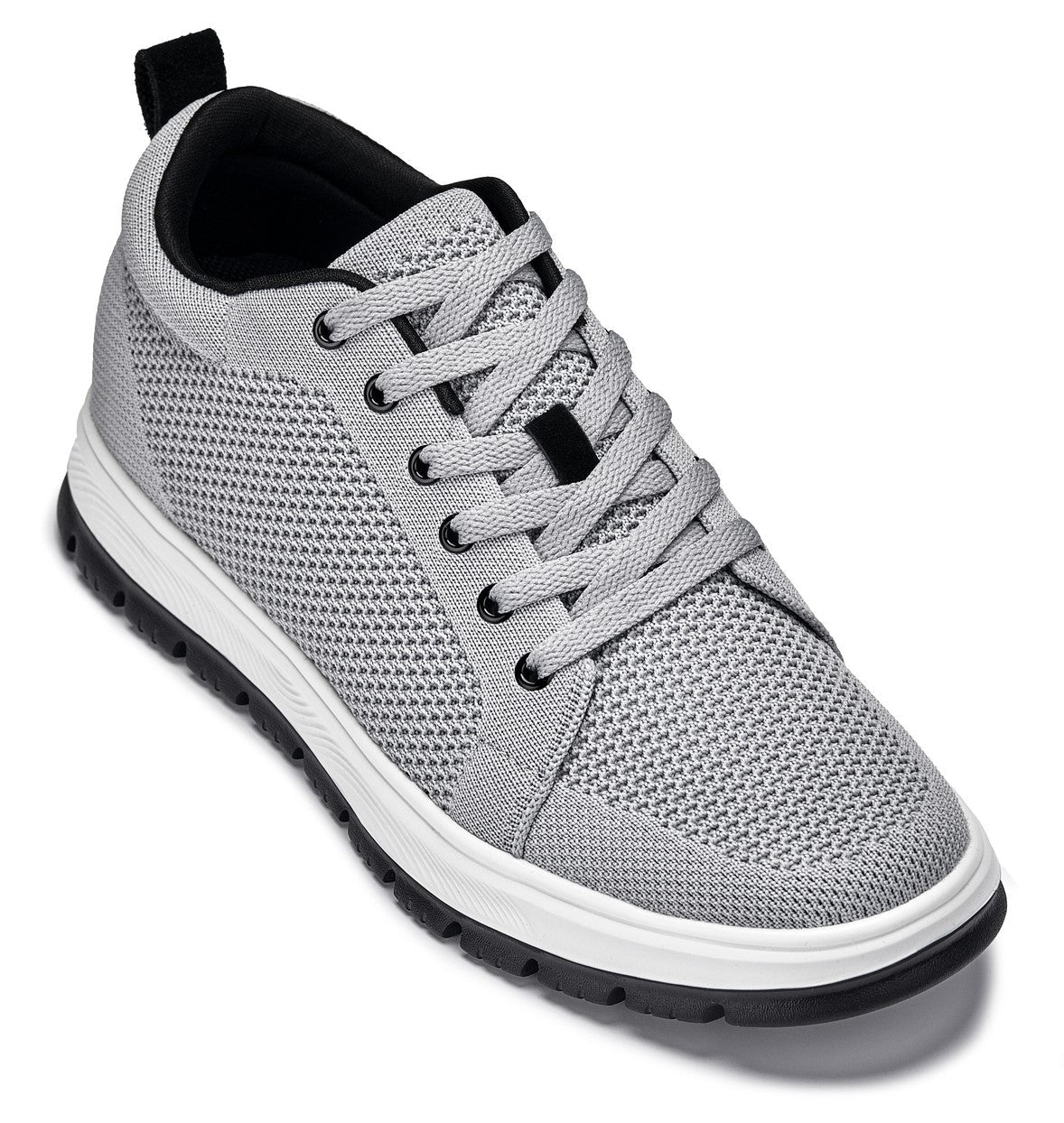CALTO - X2324 - 2.4 Inches Taller (Pewter Grey/White & Black Sole) - Lace Up Casual Sneaker - Lightweight - Pendo Store