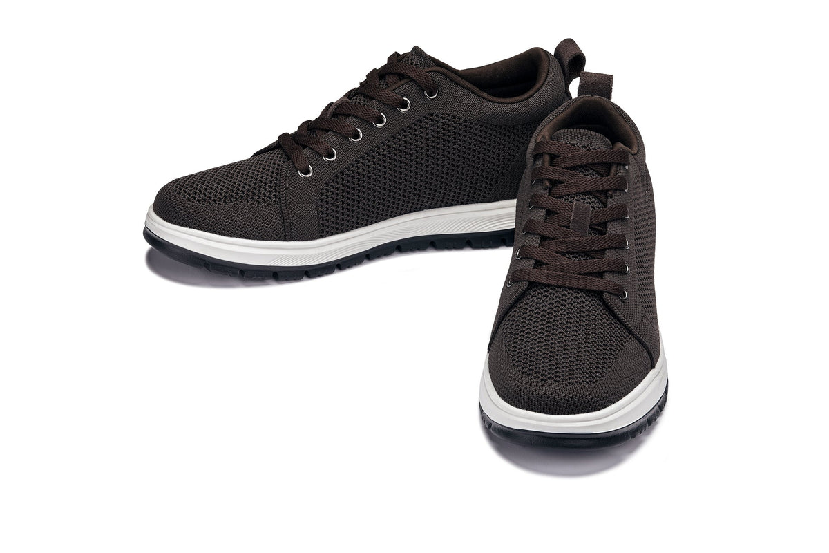 CALTO - X2325 - 2.4 Inches Taller (Dark Brown/White & Black Sole) - Lace Up Casual Sneaker - Lightweight - Pendo Store