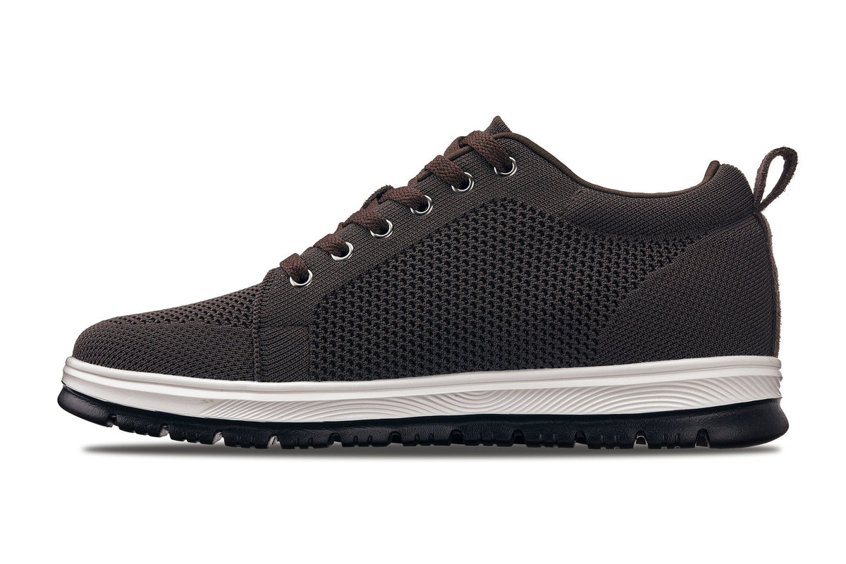 CALTO - X2325 - 2.4 Inches Taller (Dark Brown/White & Black Sole) - Lace Up Casual Sneaker - Lightweight - Pendo Store