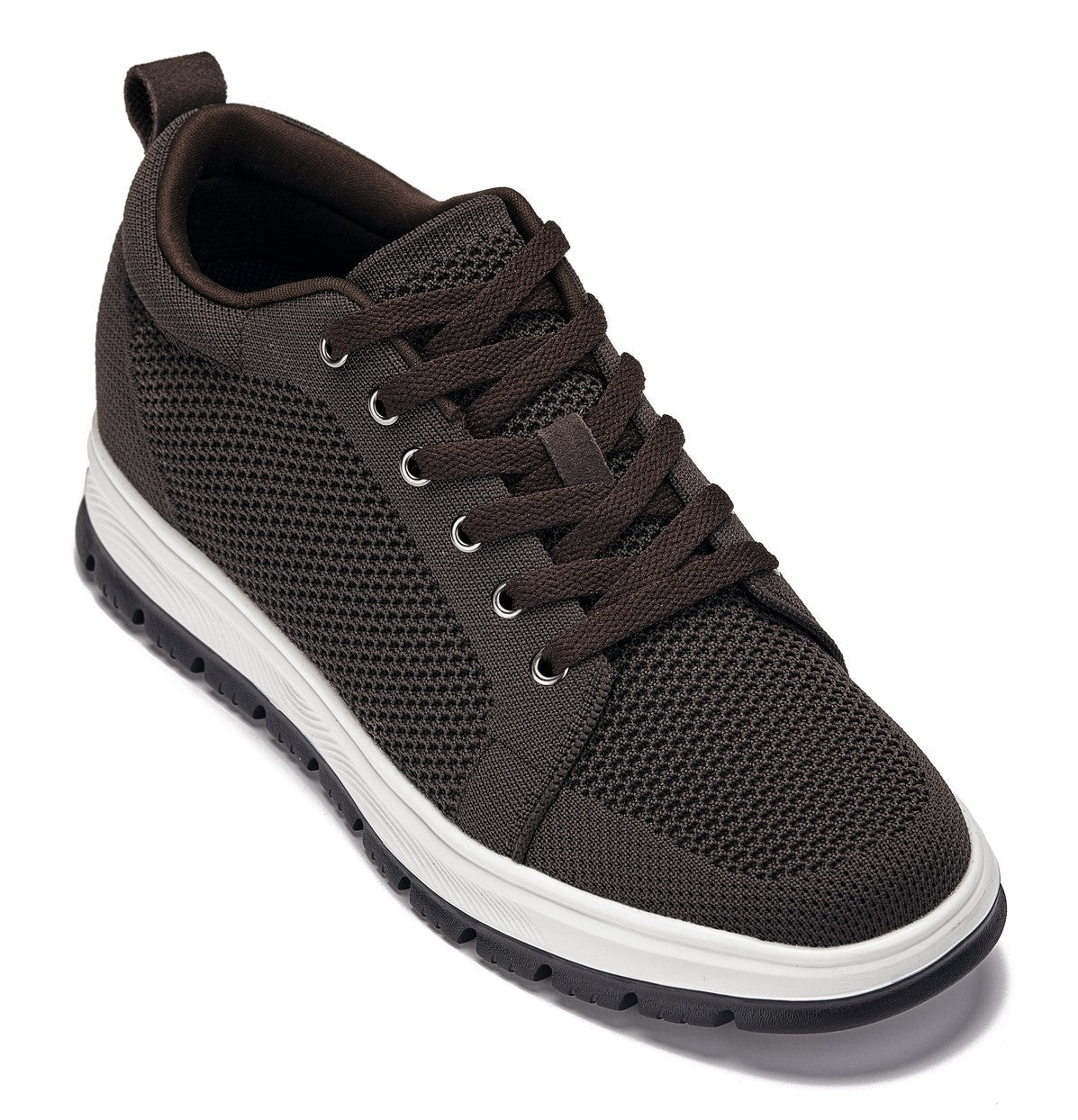 CALTO - X2325 - 2.4 Inches Taller (Dark Brown/White & Black Sole) - Lace Up Casual Sneaker - Lightweight - Pendo Store
