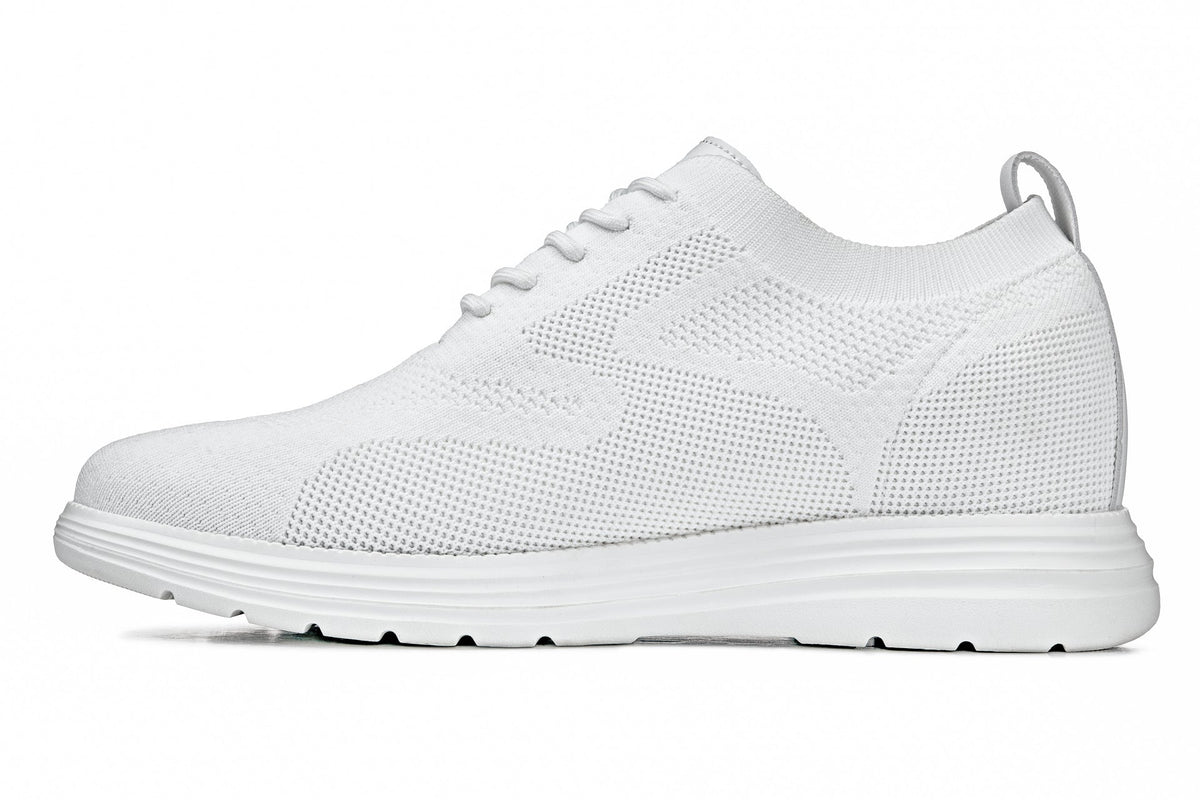 CALTO - X2633 - 2.8 Inches Taller (White) - Lace Up Casual Walker - Lightweight - Pendo Store