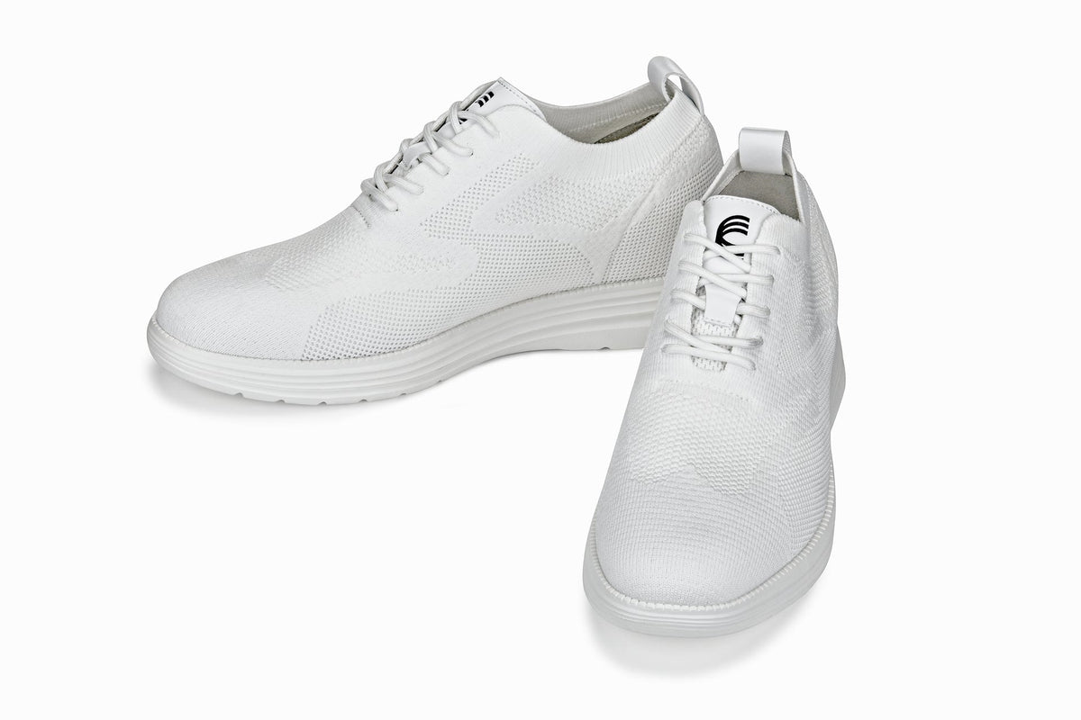 CALTO - X2633 - 2.8 Inches Taller (White) - Lace Up Casual Walker - Lightweight - Pendo Store