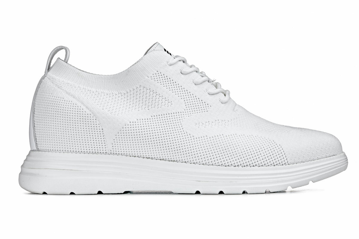 CALTO - X2633 - 2.8 Inches Taller (White) - Lace Up Casual Walker - Lightweight - Pendo Store