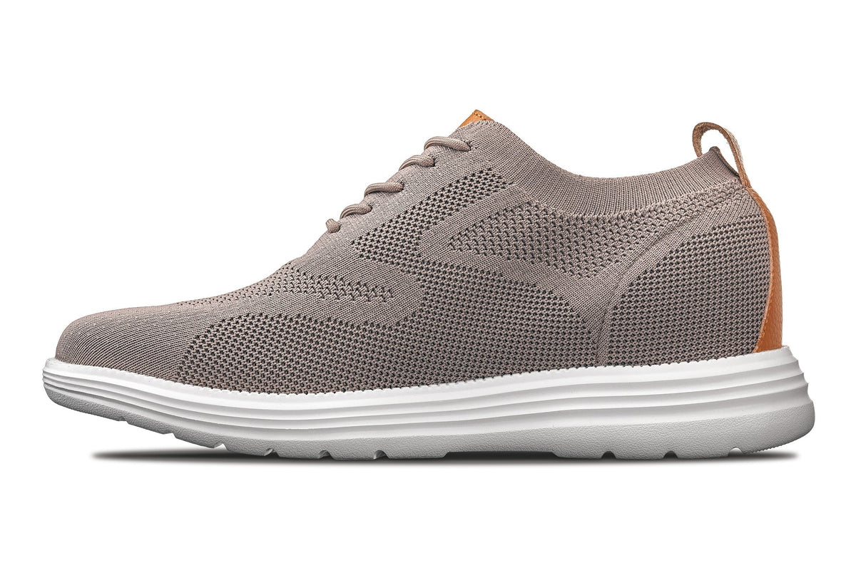 CALTO - X2638 - 2.8 Inches Taller (Khaki/Brown) - Lace Up Casual Walker - Lightweight - Pendo Store