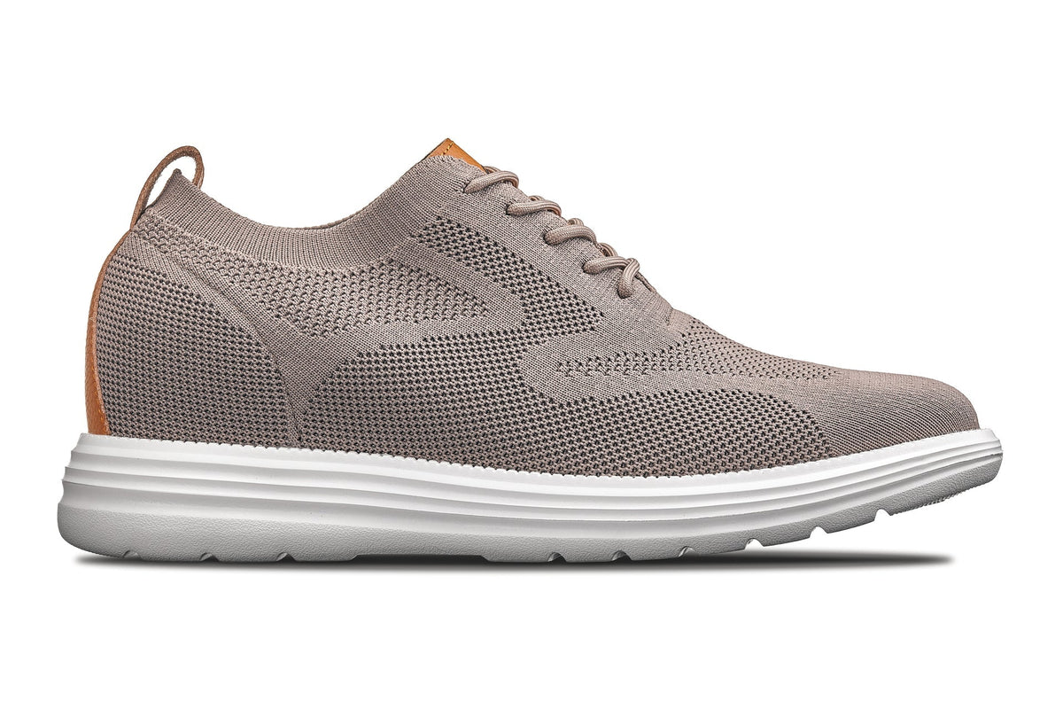 CALTO - X2638 - 2.8 Inches Taller (Khaki/Brown) - Lace Up Casual Walker - Lightweight - Pendo Store