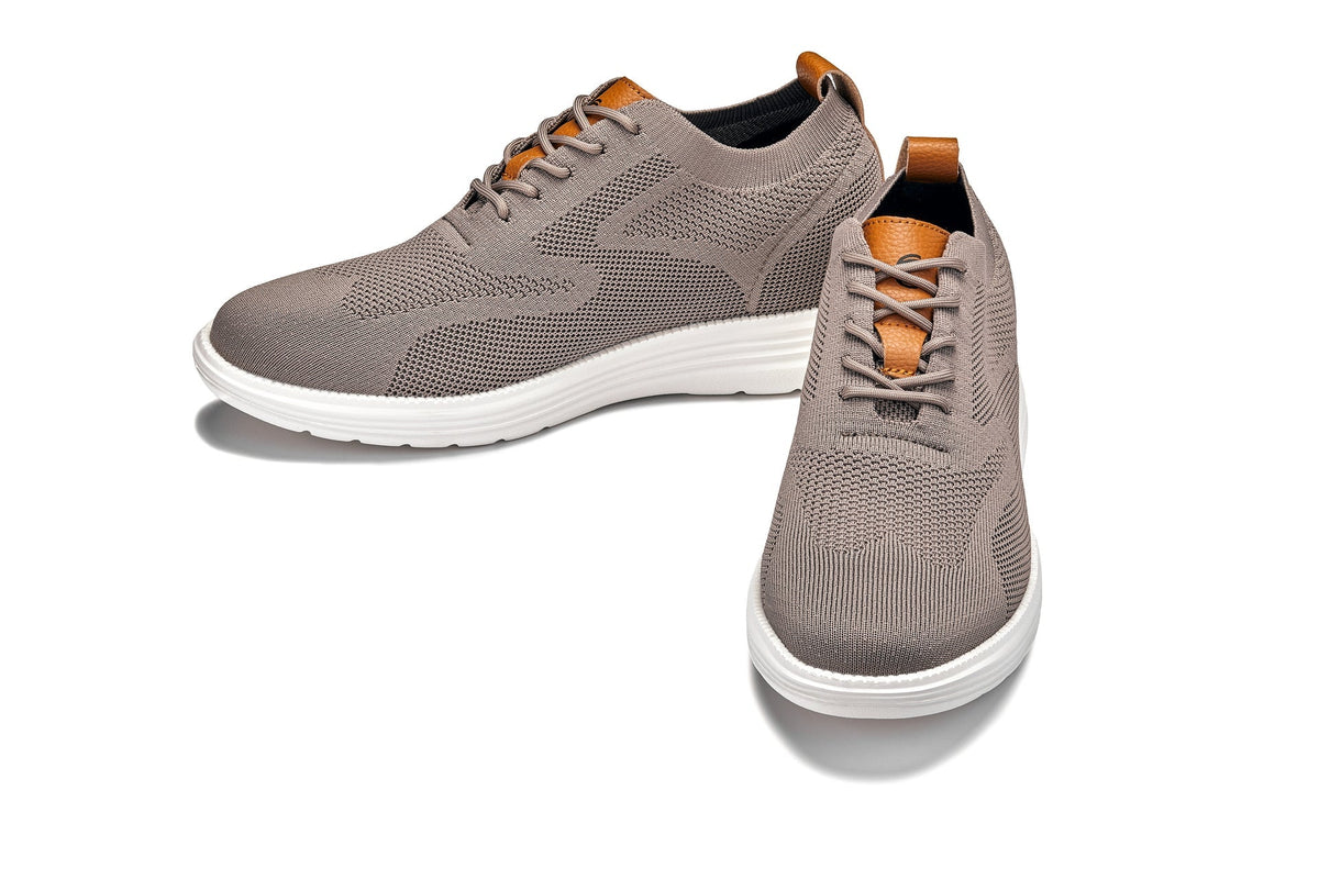 CALTO - X2638 - 2.8 Inches Taller (Khaki/Brown) - Lace Up Casual Walker - Lightweight - Pendo Store