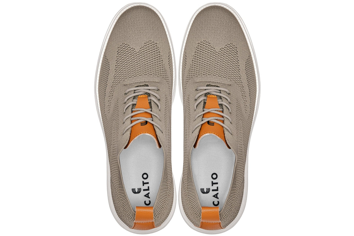CALTO - X2639 - 2.8 Inches Taller (Khaki Green/Brown) - Lace Up Casual Walker - Lightweight - Pendo Store
