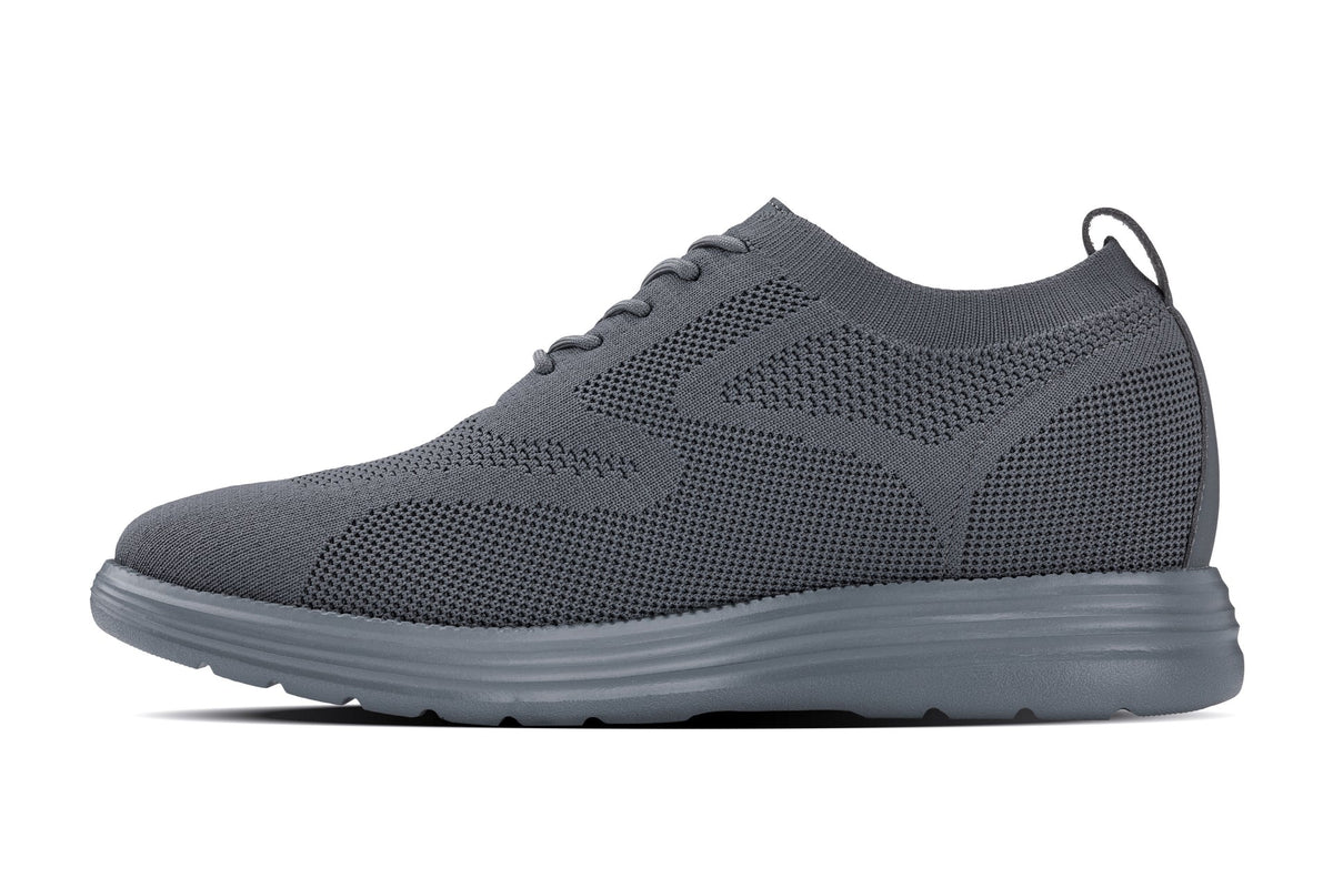 CALTO - X2641 - 2.8 Inches Taller (Iron/Dark Grey Sole) - Lace Up Casual Walker - Lightweight - Pendo Store