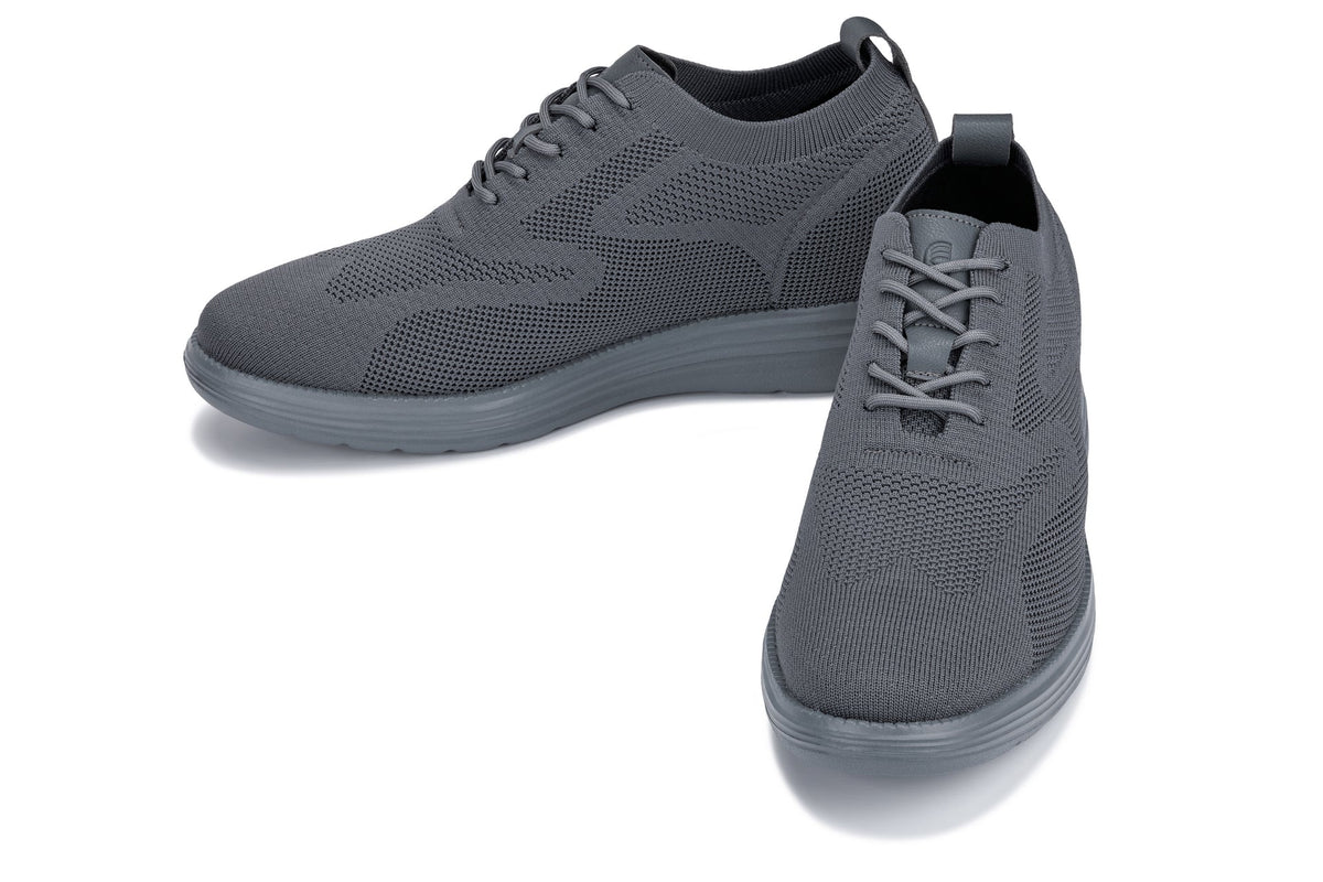 CALTO - X2641 - 2.8 Inches Taller (Iron/Dark Grey Sole) - Lace Up Casual Walker - Lightweight - Pendo Store