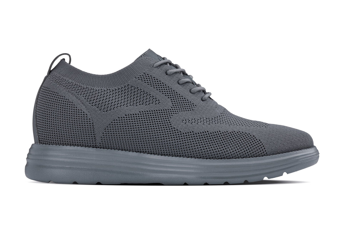 CALTO - X2641 - 2.8 Inches Taller (Iron/Dark Grey Sole) - Lace Up Casual Walker - Lightweight - Pendo Store
