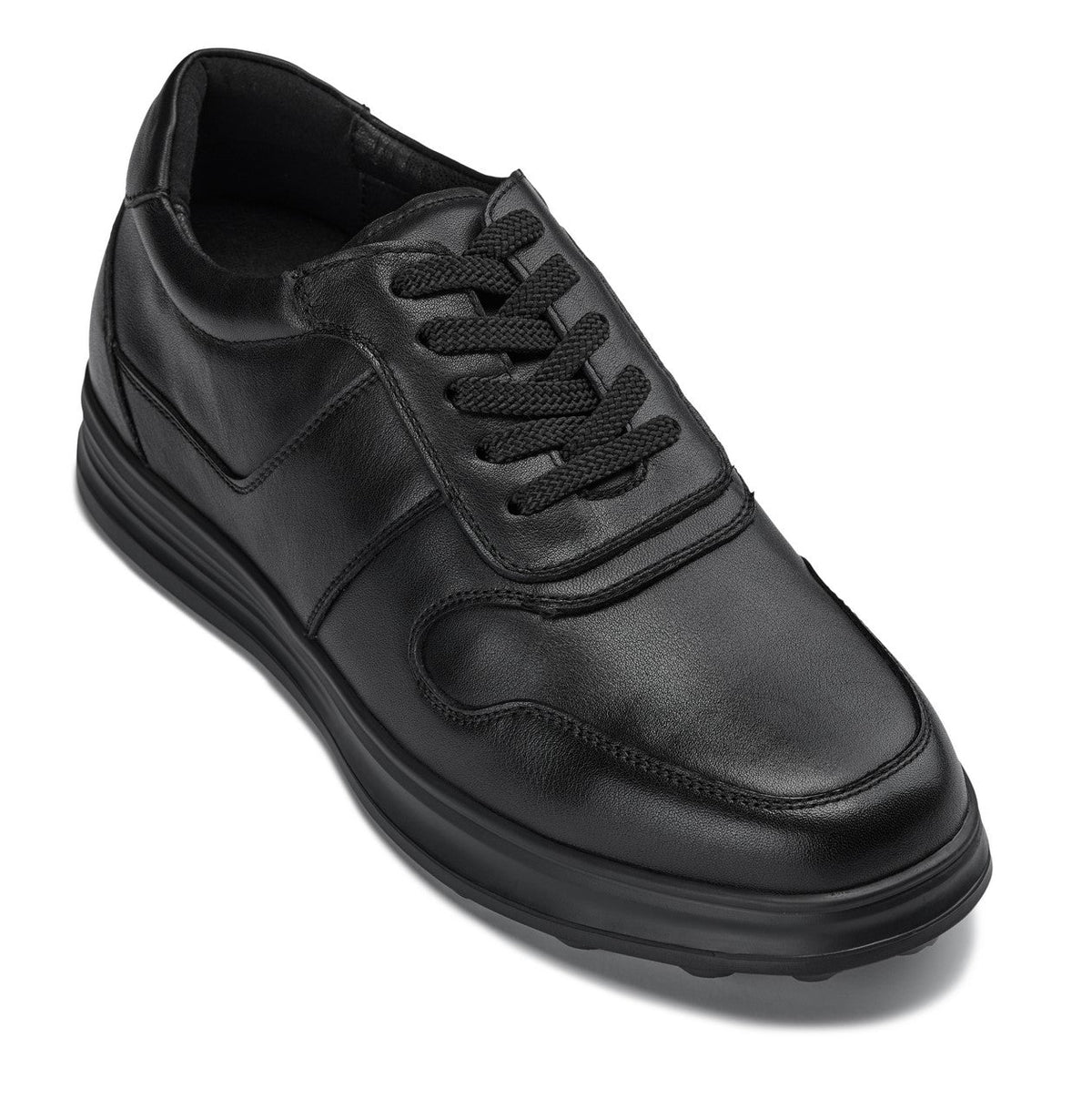 CALTO - Y7080 - 2.8 Inches Taller (Black) - Lightweight Nappa Leather Sneakers - Pendo Store