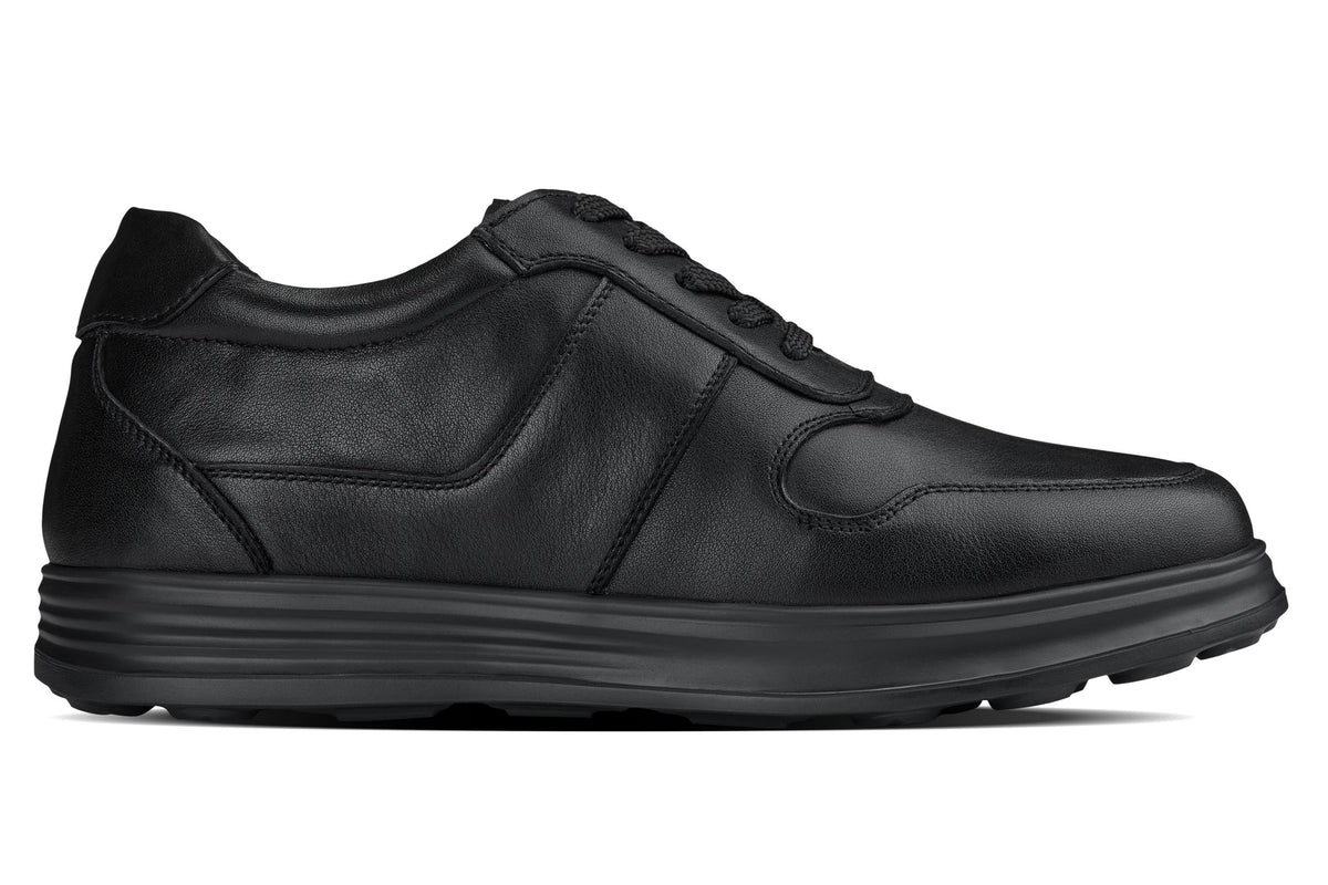 CALTO - Y7080 - 2.8 Inches Taller (Black) - Lightweight Nappa Leather Sneakers - Pendo Store