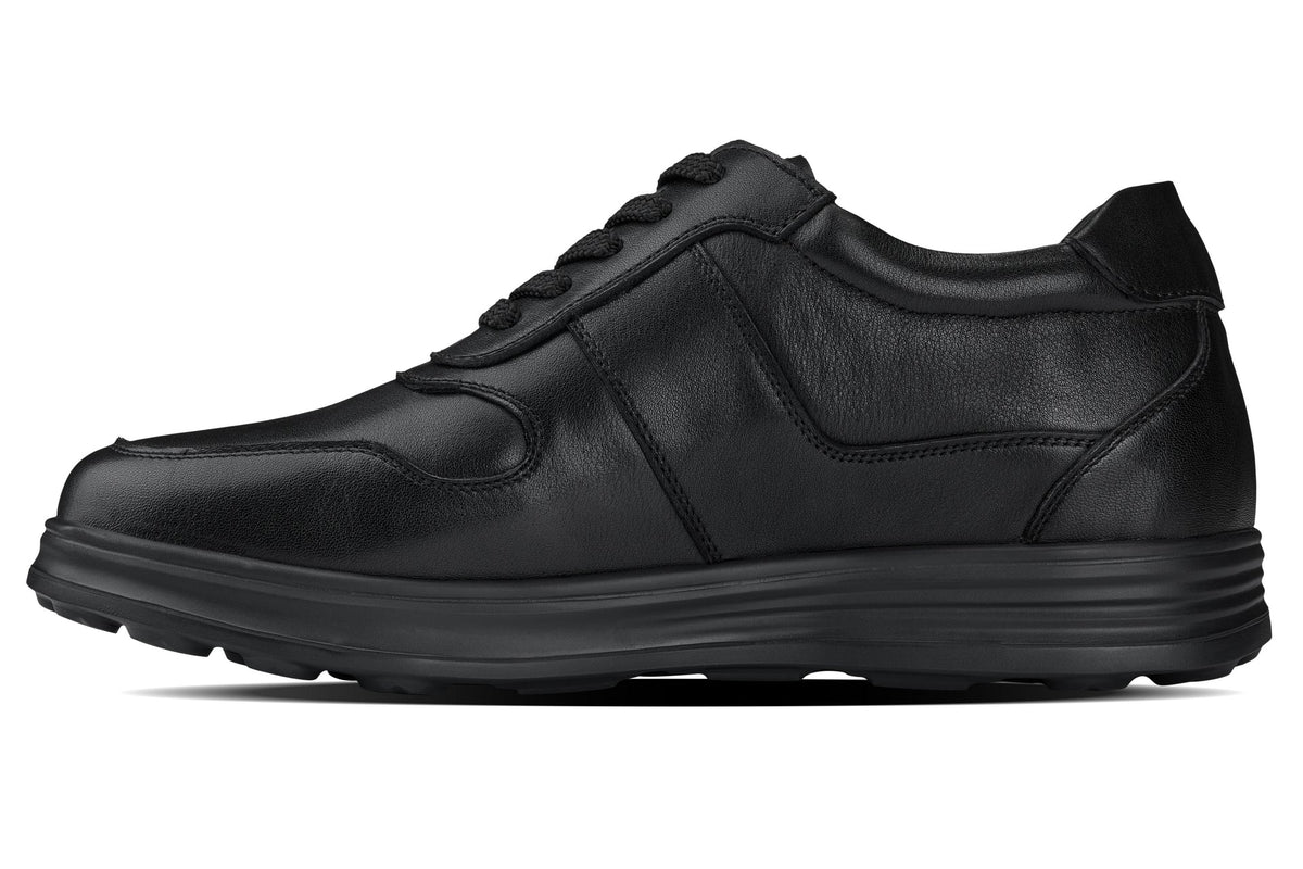 CALTO - Y7080 - 2.8 Inches Taller (Black) - Lightweight Nappa Leather Sneakers - Pendo Store