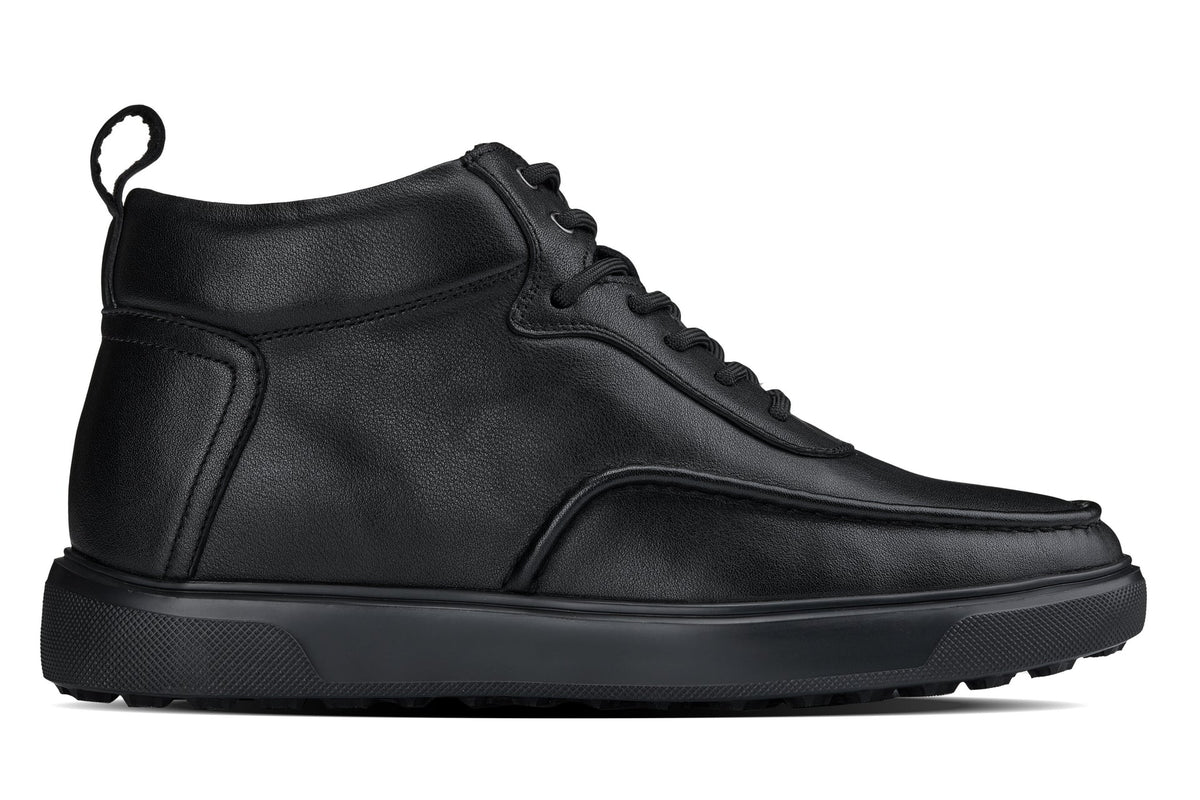 CALTO - Y7112 - 2.8 Inches Taller (Black) - Nappa Leather Moc-Toe Sneak-Boots - Pendo Store