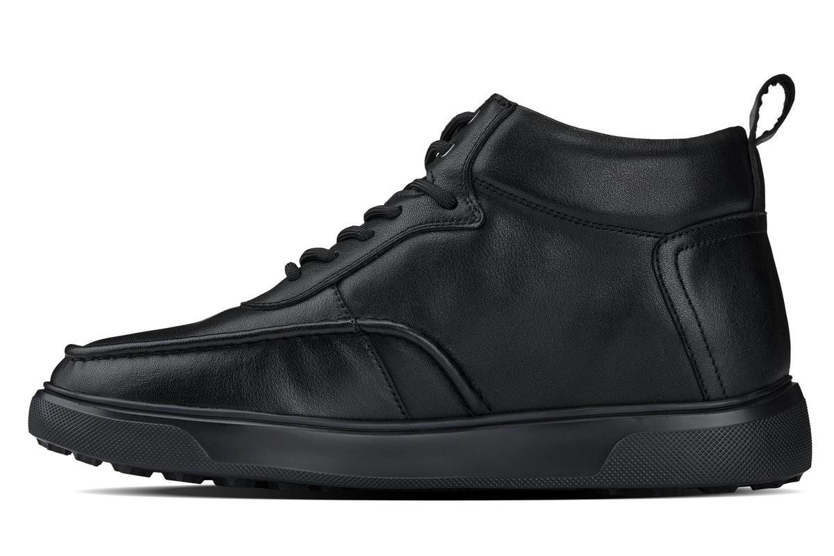 CALTO - Y7112 - 2.8 Inches Taller (Black) - Nappa Leather Moc-Toe Sneak-Boots - Pendo Store