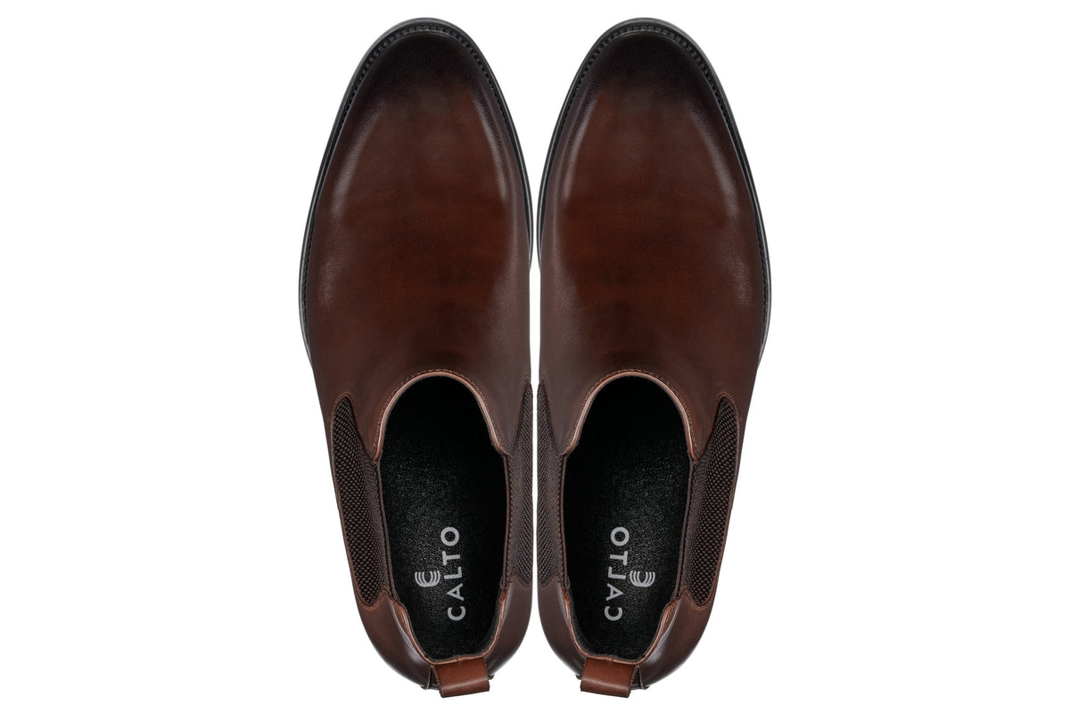 CALTO - Y72231 - 2.8 Inches Taller (Coffee Brown) - Chelsea Boots - Pendo Store