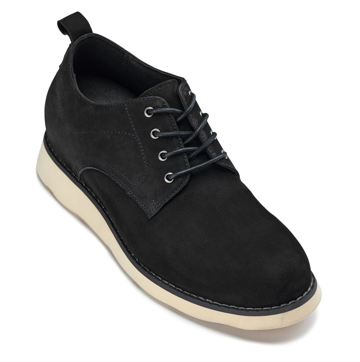CALTO - Y7261 - 2.8 Inches Taller (Black) - Nubuck Upper Wedge Sole Work Boots - Pendo Store