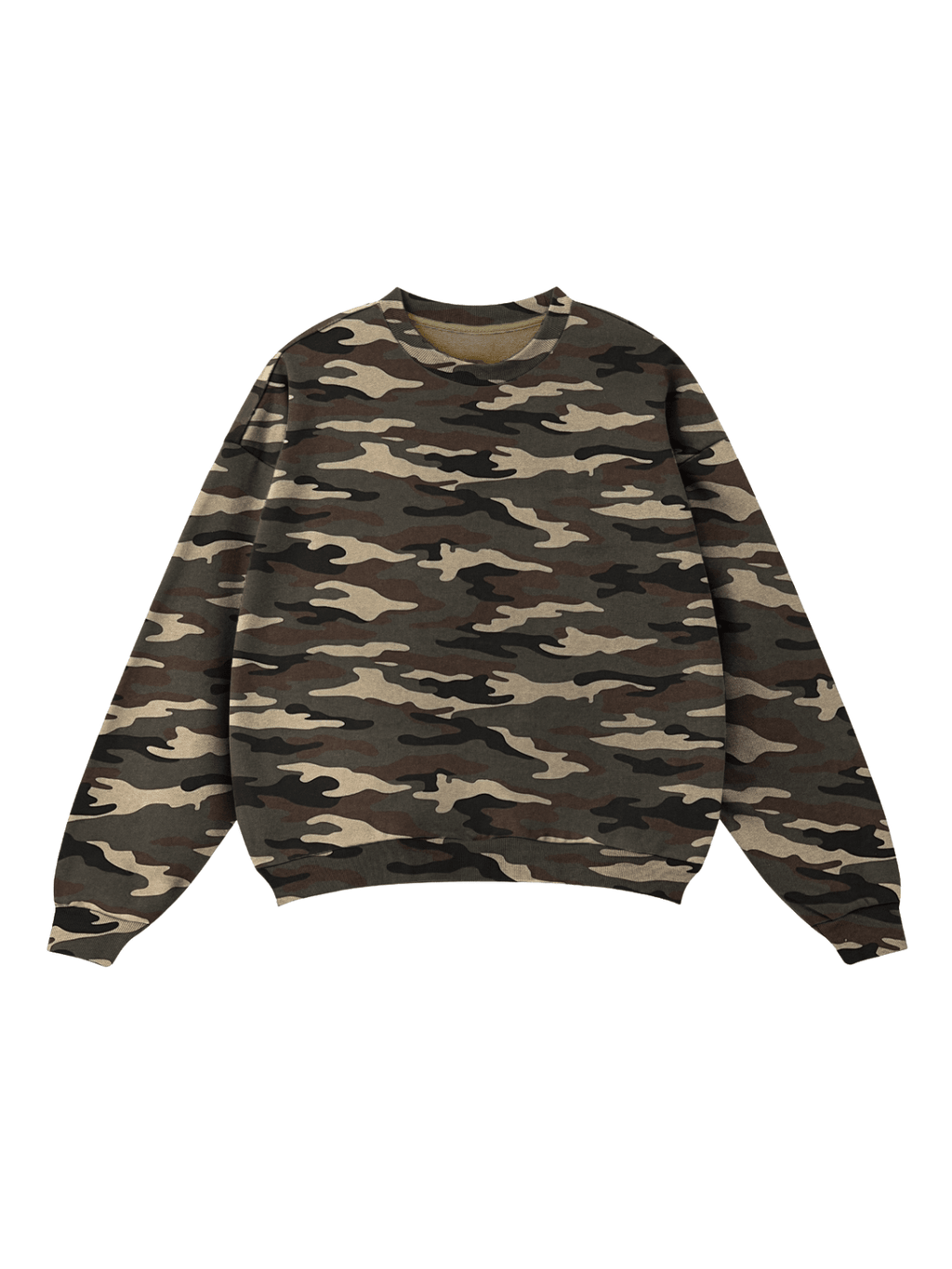 Camo Print Oversized Crewneck Sweatshirt - Pendo Store