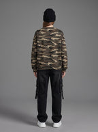 Camo Print Oversized Crewneck Sweatshirt - Pendo Store